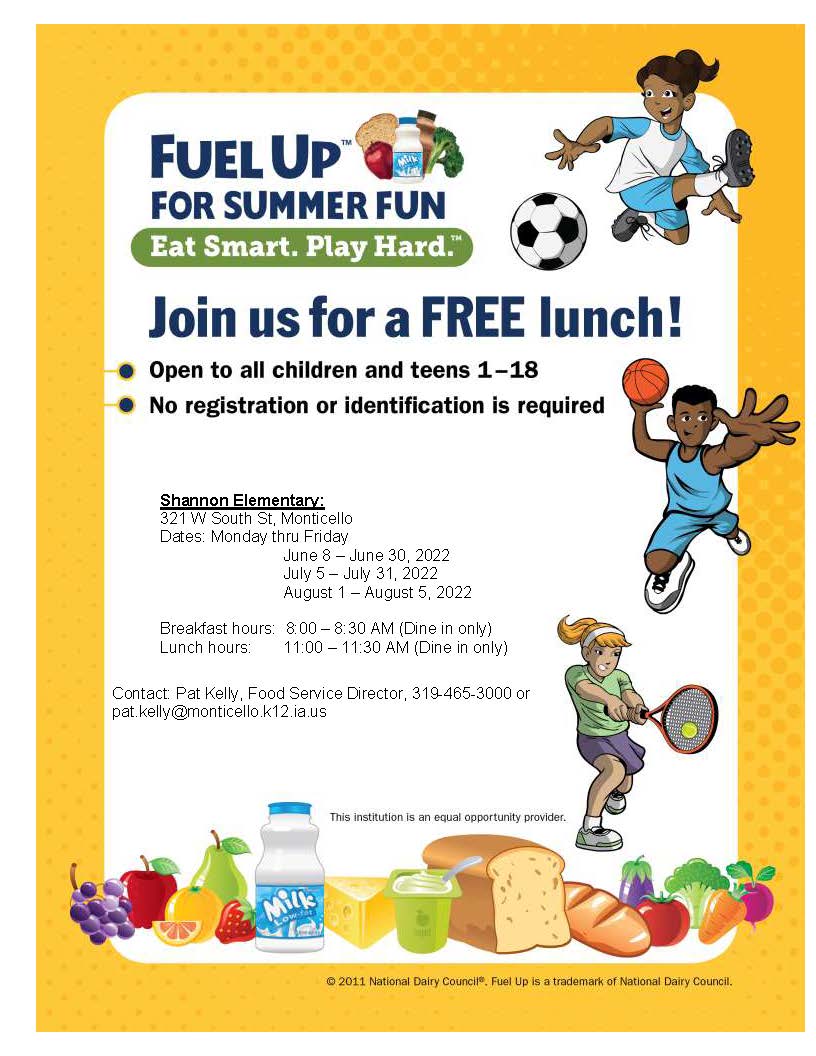 Free Breakfast and Lunch this SUMMER!