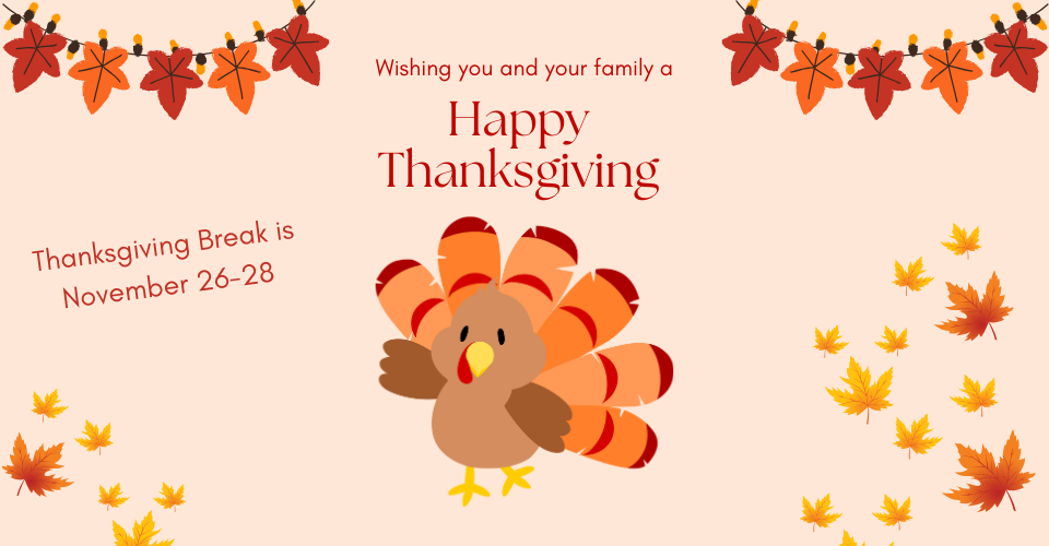 Beige and Orange Illustrative Happy Thanksgiving Instagram Post (960 x 500 px)